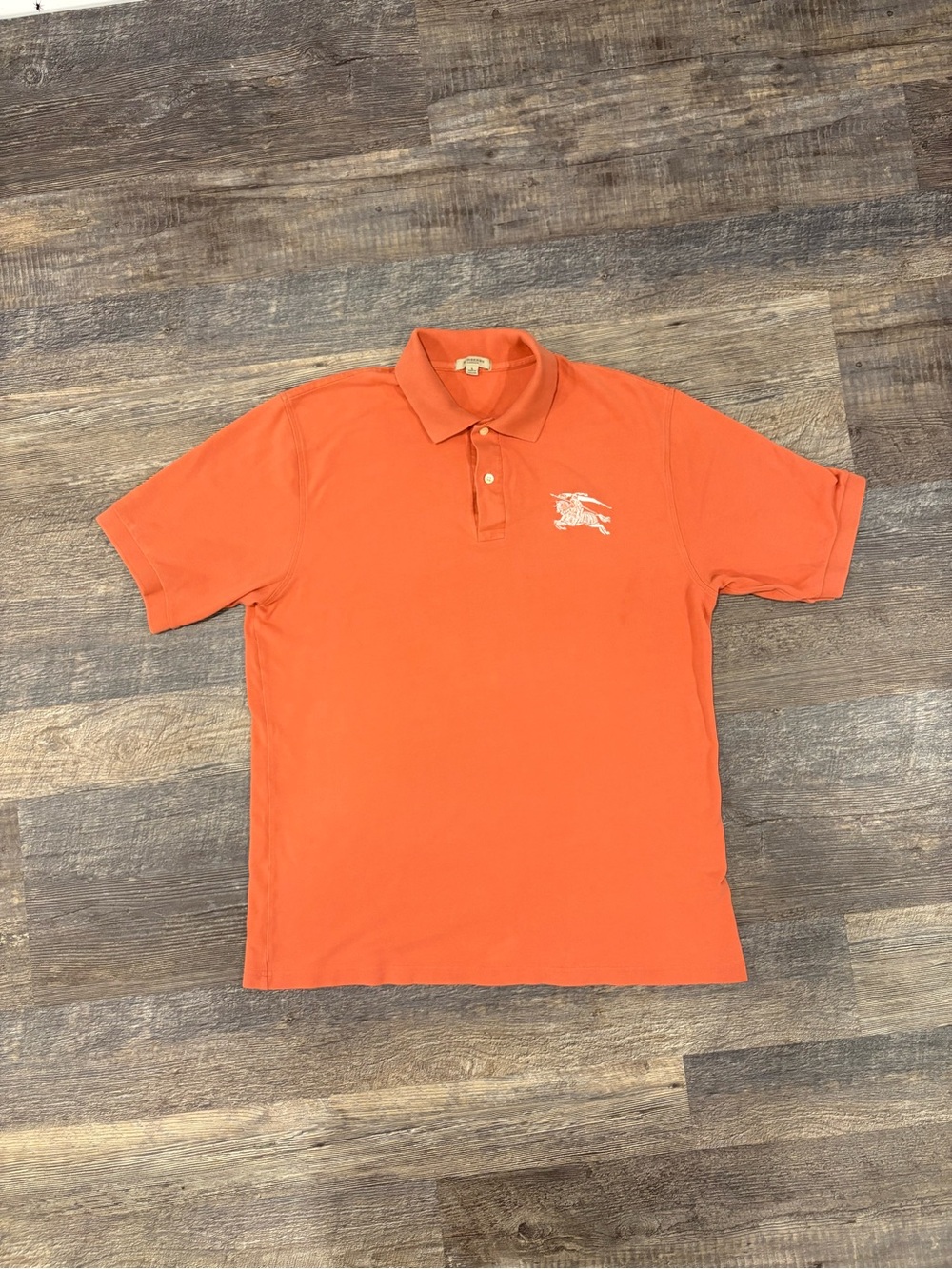 Burberry London Orange Cotton Polo Shirt Men’s Large Short Sleeve Classic